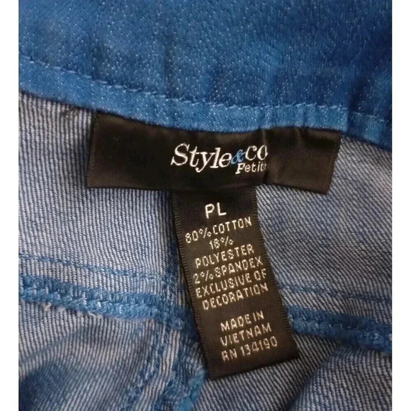 Style & Co Shorts Blue Denim Bermuda Roll Cuffs Size Petite Large PL - Picture 4 of 5